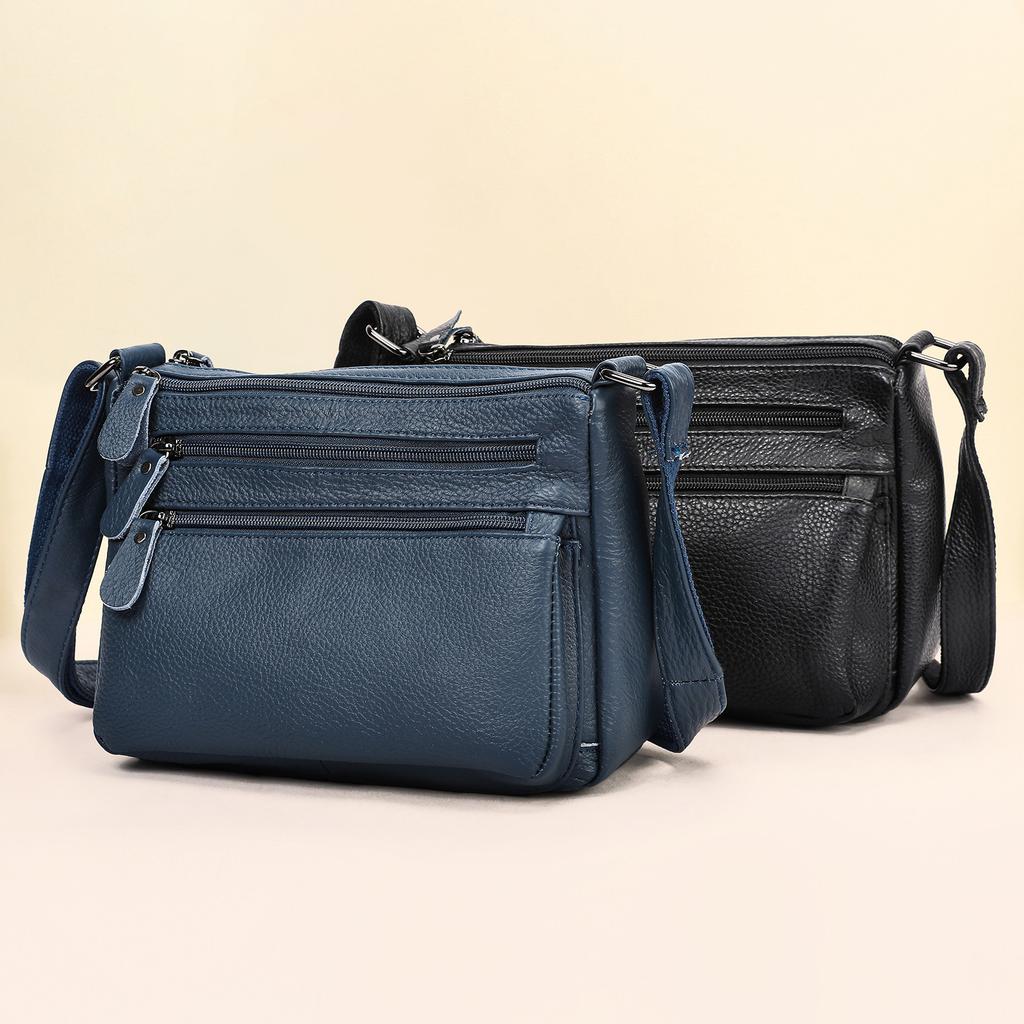 Kožená crossbody taška pro ženy - Univerzální organizér pro maminky s více přihrádkami, Taška přes rameno pro dojíždění
