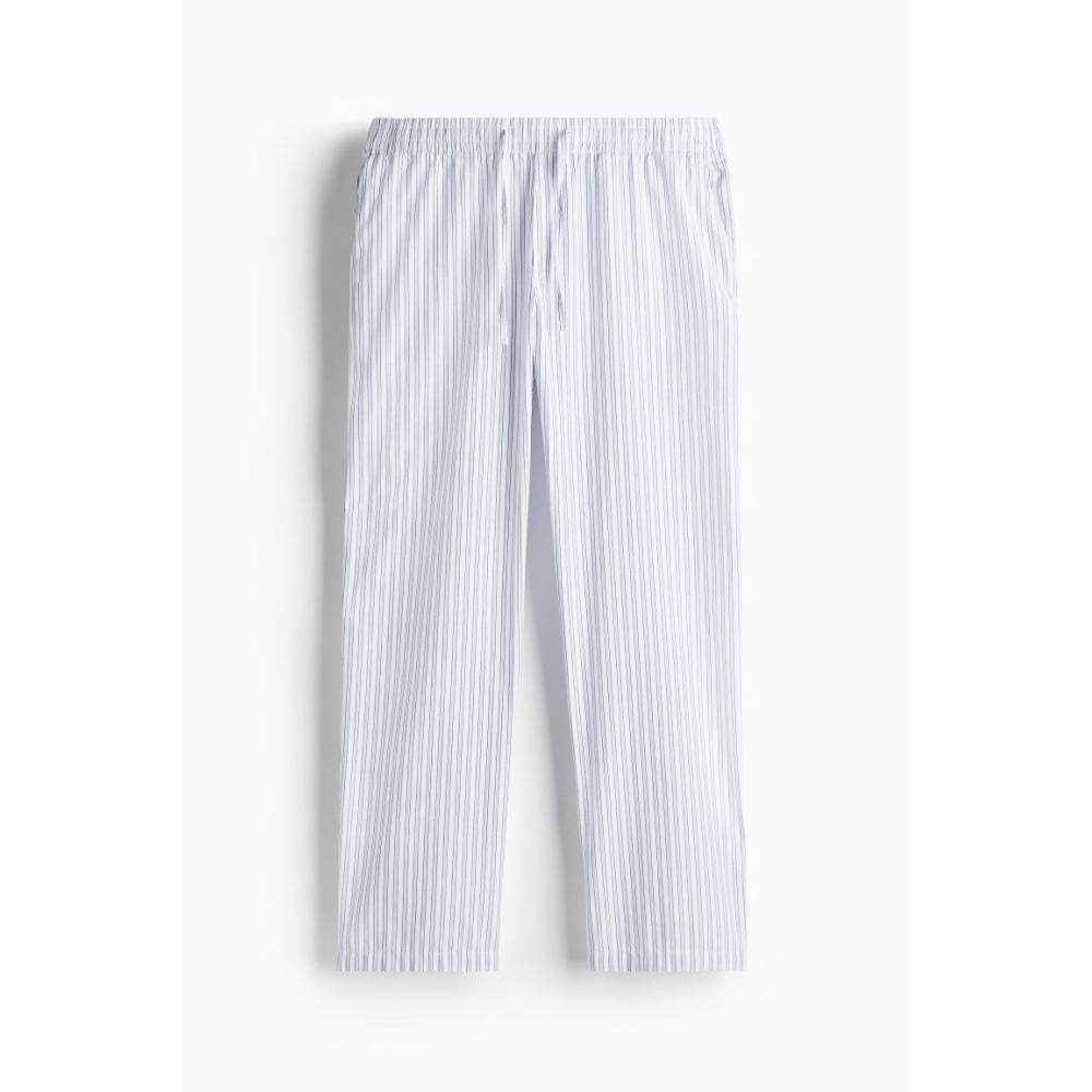 H M Poplin Pants Relaxed Fit wHite