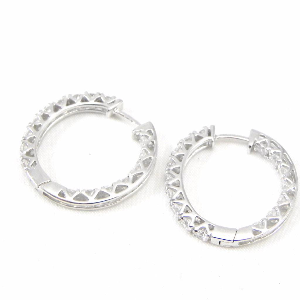 Les Trésors De Lily [G9371] - Strieborné kruhové náušnice 'Cristal Plénitude' biela 2,5 cm