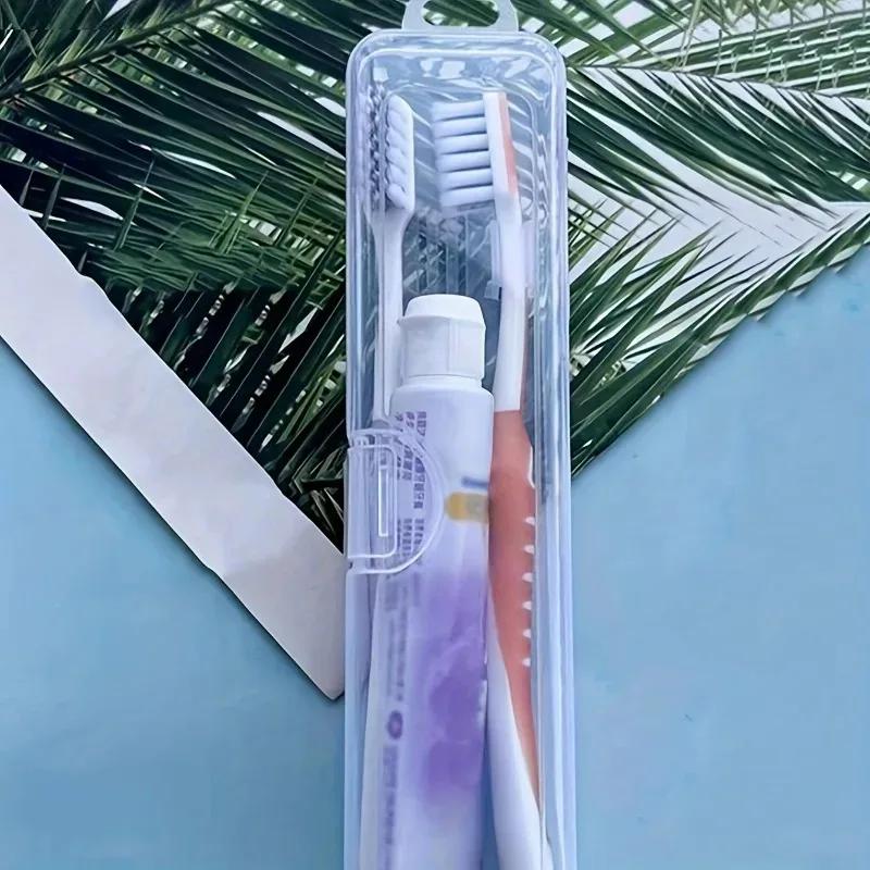 Portable travel toothbrush case, transparent toothbrush storage box, toothpaste box, multi-purpose storage dust-proof box