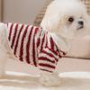 Polar Fleece Dog Striped Hoodie Thick Warm Dog Pullover Casual Pet Overalls  Small Dogs