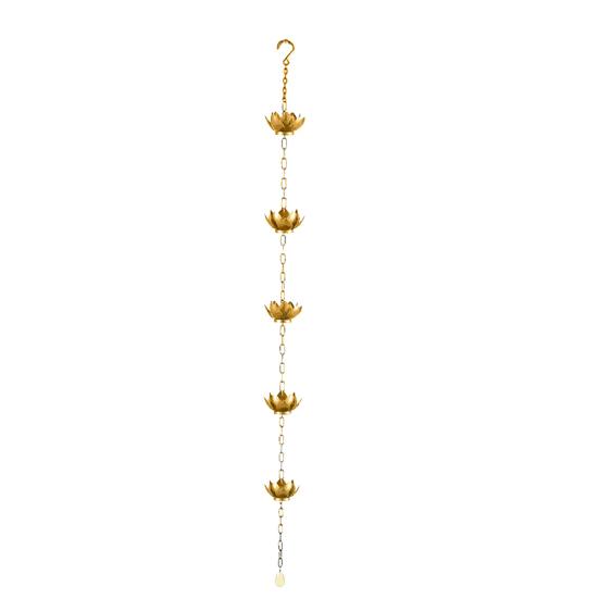 Outdoor Lotus Rain Chain Heavy Duty Metal Garden Hanging Rain Catcher Cups Outside Gutters Downspouts Replacement Decorative Rain Chain