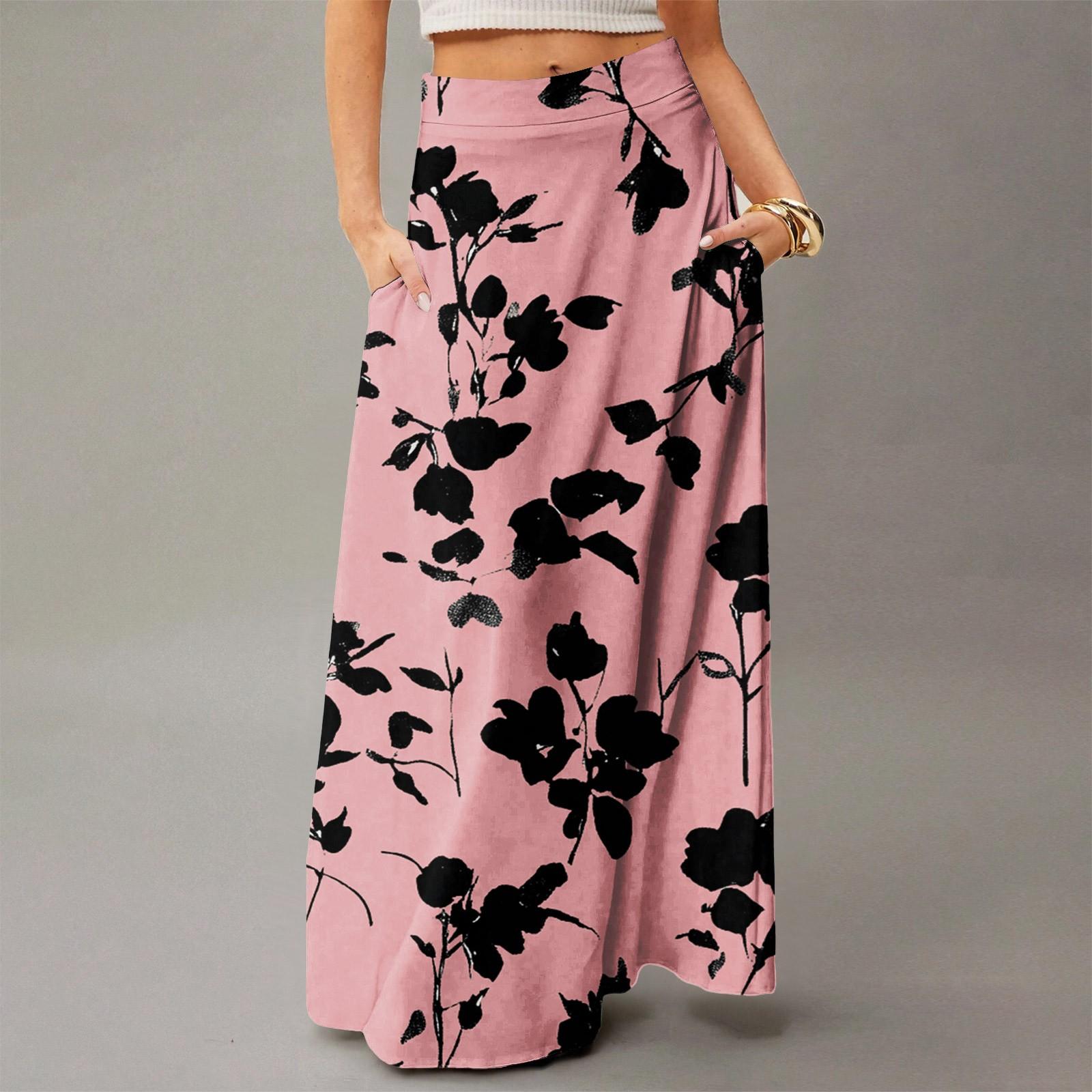 

Жіноча вільна максі-сукня звичайна повсякденна літня богемна спідниця S рожевий