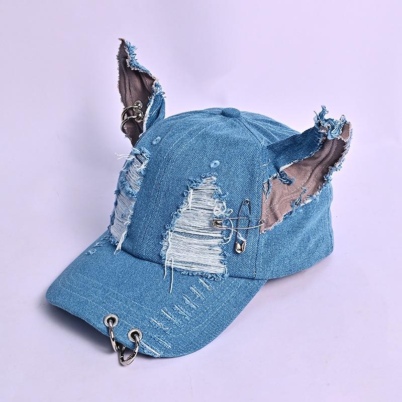 

Шляпа Женская Хип-Хоп Пустошь Бейсболка y2k Рваная Ковбойская Ухо Доберман Собака Кепка One Size