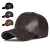 PU Leather Men Vintage Hat Adjustable Sun Protection Hat Leather Baseball Cap  Outdoor Travel