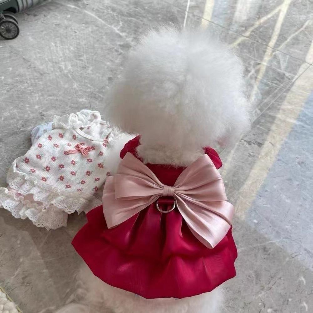 Thin Summer Pet Clothes Big Bow Pet Princess Dress Cute Pet Dog Skirt