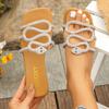 [Elegante flache Strass-Slipper] Elegante flache Strass-Slipper | Schlangen-Design Sommer Damen Böhmisch