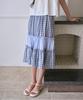 The Green Lab Vintage Tiered Check Skirt [Blue]