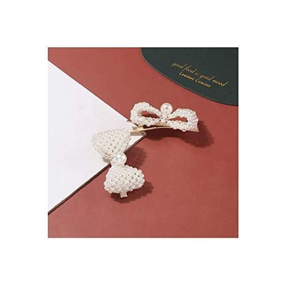 Kids Hair Accessories Set - 2 Pieces White Ribbon Pearl Hair Clips for Girls, Cute & Elegant for Parties, Recitals, Stage, Photoshoots