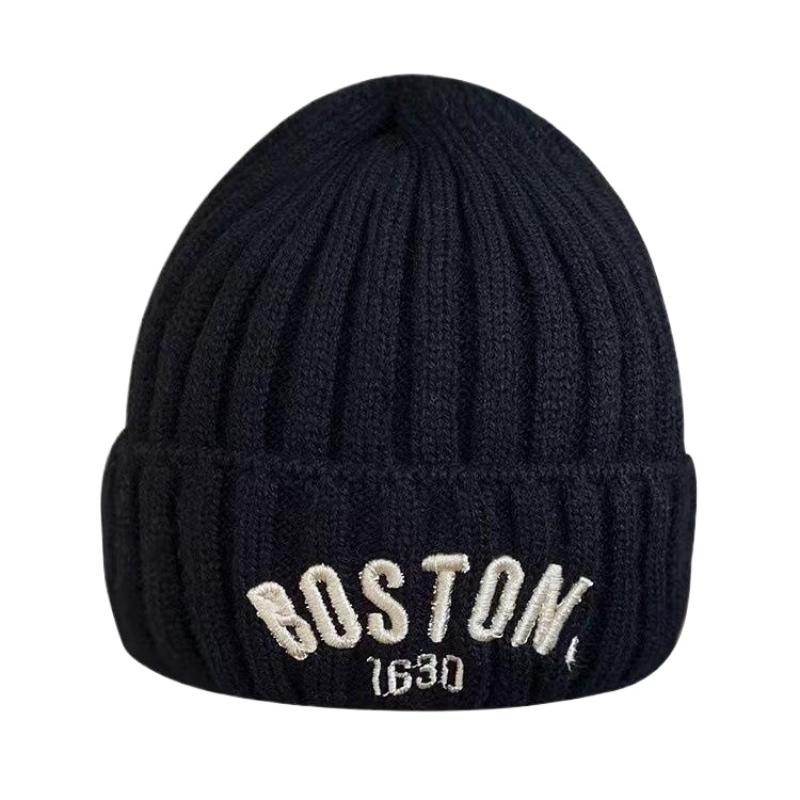 1Pcs Winter Letter Baby Knit Hat Solid Color Embroidered Warm Toddler Beanie Cap Kids Crochet Hats Bonnet Mountaineering Hat