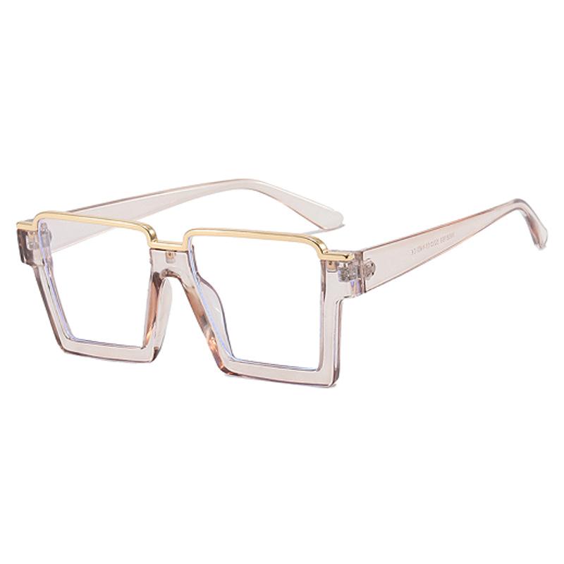 Clear And Cool Black Gold Frame Anti Blue Light Glasses Decorative Glasses Frame Fashionable Flat Lens 28130