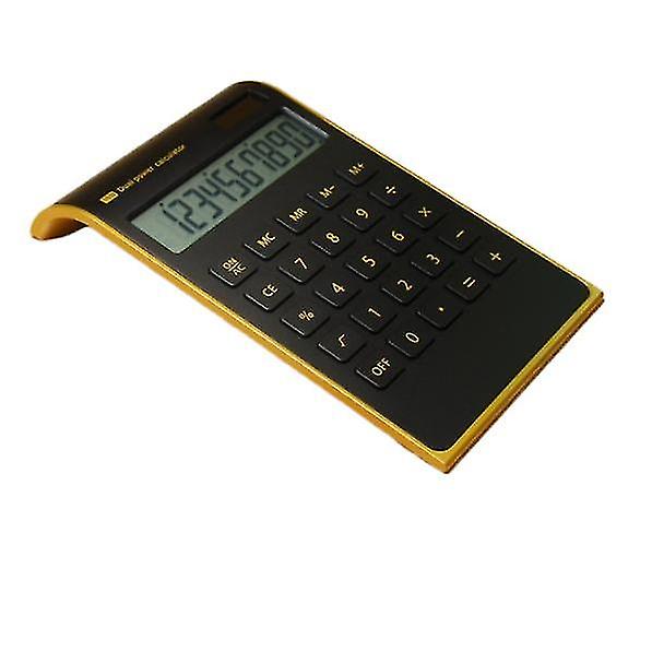 Slim Gold Frame Arithmetic Calculator Solar Dual Power Computer Calculator Colour: Black