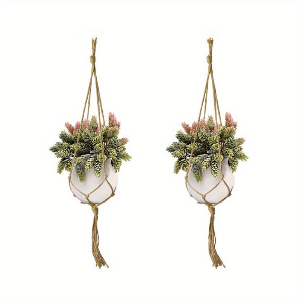 Hand Woven Hanging Basket. Plant holder & mesh bag for balcony gardening.