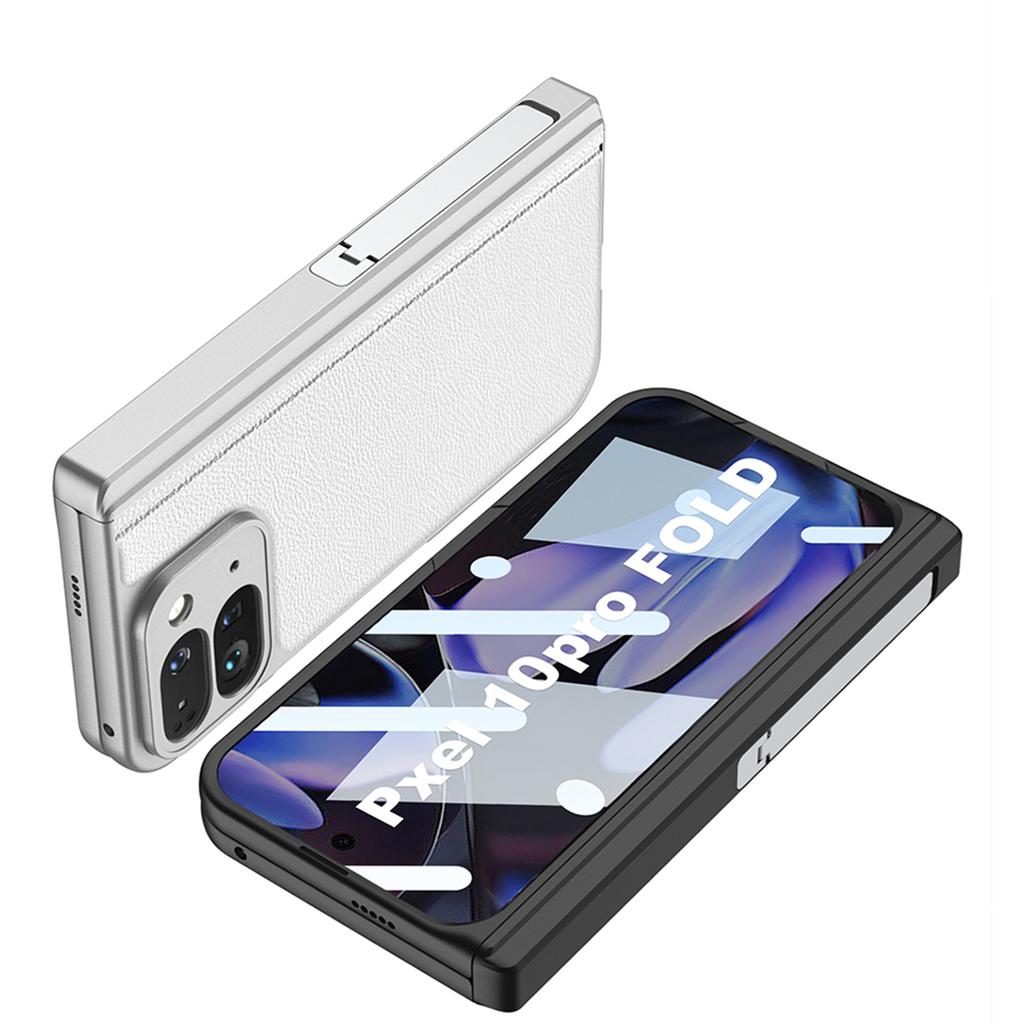 Magnetic Hinge Plain Leather Case for Google Pixel 10 9 Pro Fold Outer Screen Glass Stand Armor Cover for Pixel 10 Pro Fold Case