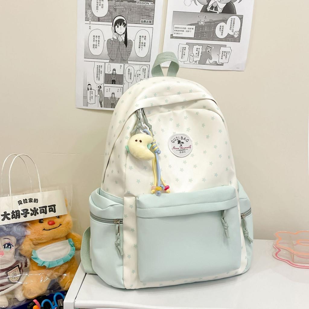 Schoolbag New Small Fresh College Student Junior High School Student Schoolbag Female Versatile Contrasting Color Casual Backpack Large Capacity