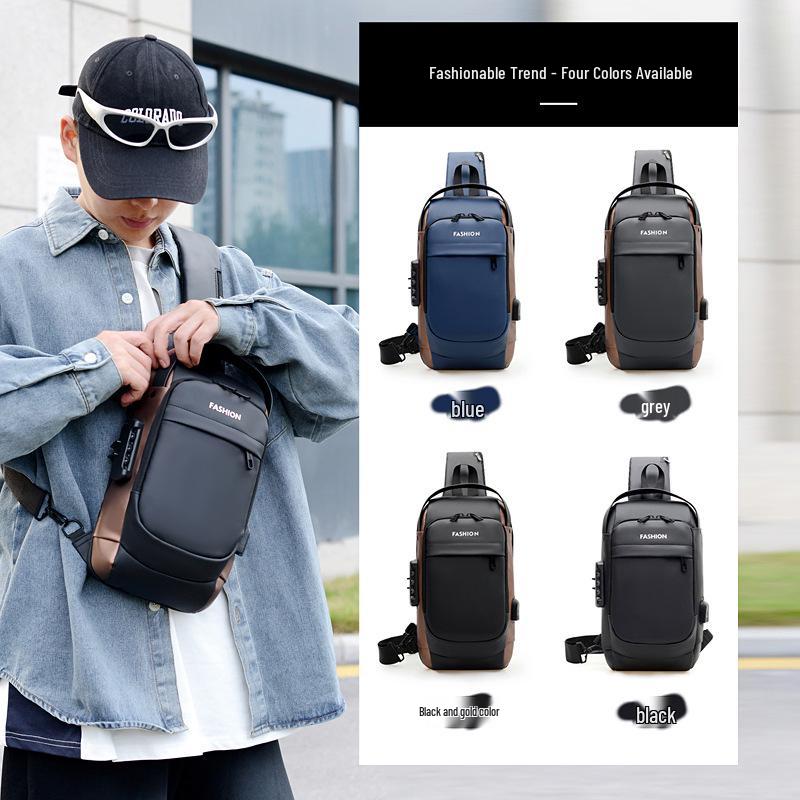 Herren Casual Umhängetasche mit USB-Ladeanschluss