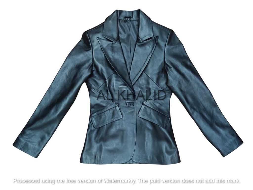 AL KHALID Svart Blazer Stilig Formell Designer Ekte Lammeskinn Dame Lær Selskap Håndlaget