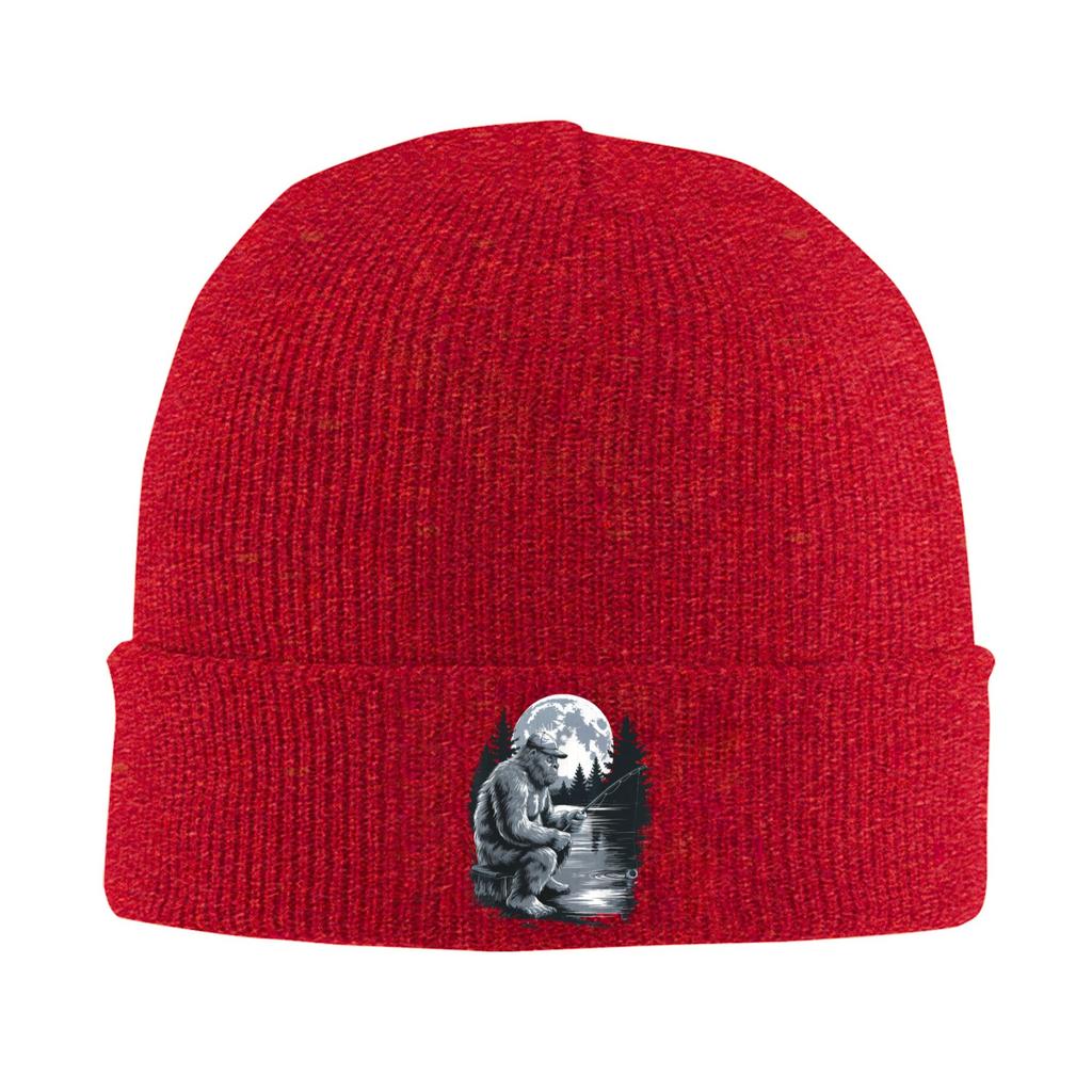 Cool Fishing Fisherman Bigfoot Sasquatch Bonnet Hats Beanie Hats Spring Design Knit Hat Casual Adult Unisex Outdoor Elastic Cap