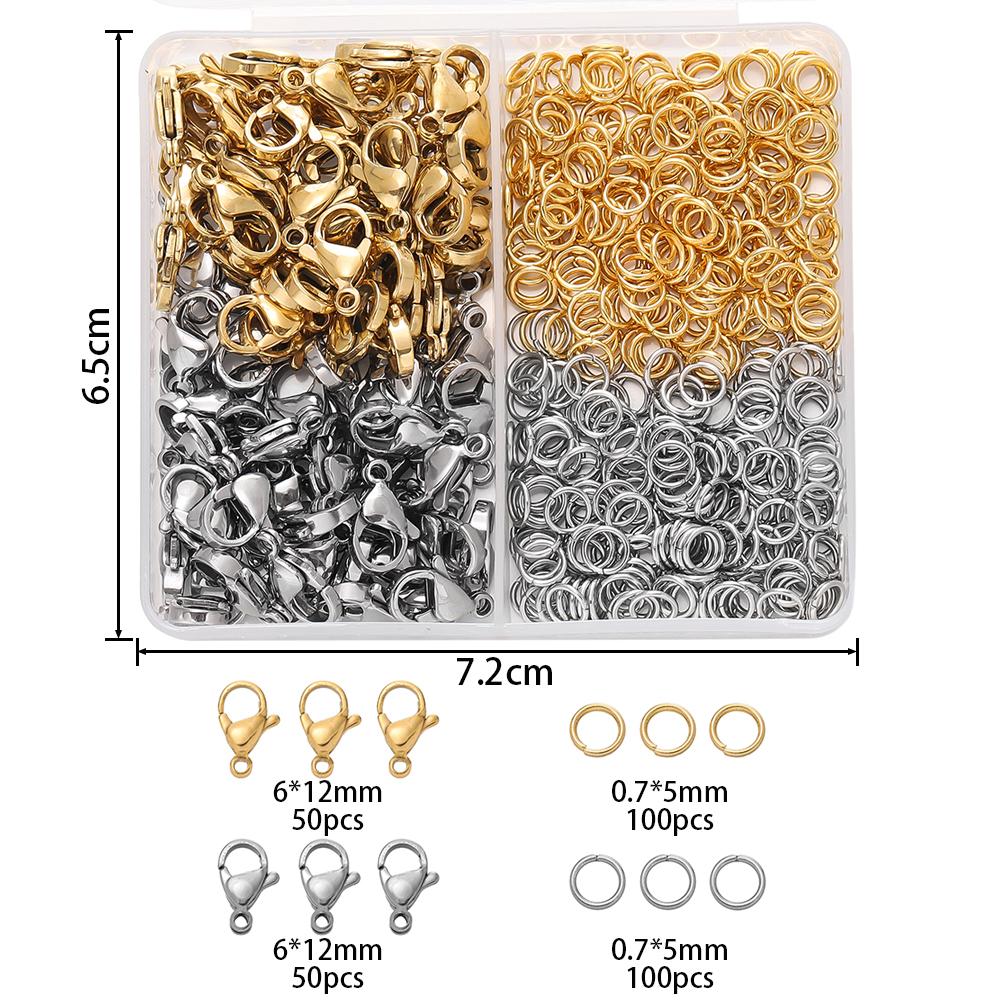 1Box/Lot 2-Grid Stainless Steel Lobster Clasps Open Jump Ring Sets For Diy Bracelet Necklace  Jewelry Making Accessories