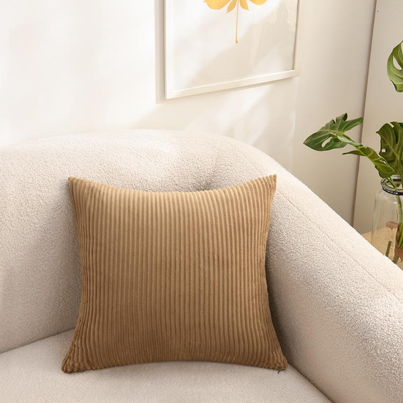 Double-Sided Texture Corduroy Striped Throw Pillow Covers, Modern Aesthetic Pillowcases Vintage Cushion Covers for Living Room Bedroom Sofa