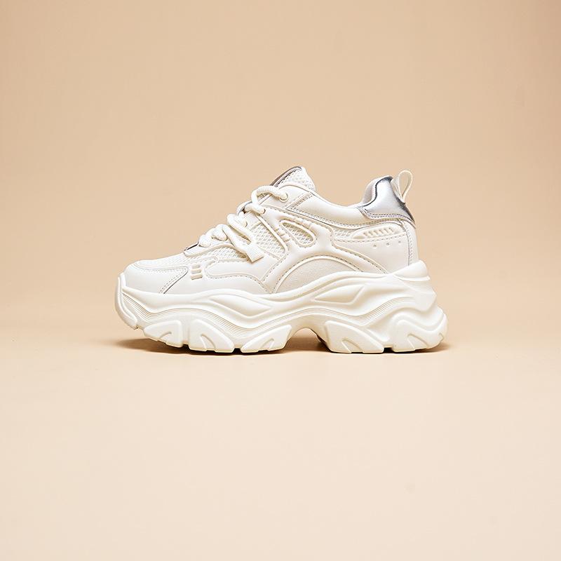 

Mesh breathable dad shoes women s 2025 summer new thin versatile muffin thick sole heightening casual sports shoes 34 серебряный