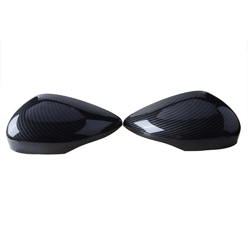 Pair Car Rearview Mirror Cover Cap Carbon Fiber / Black For Ford Fiesta MK7 2008 2009 2010 2011 2012 2013 2014 2015 2016 2017
