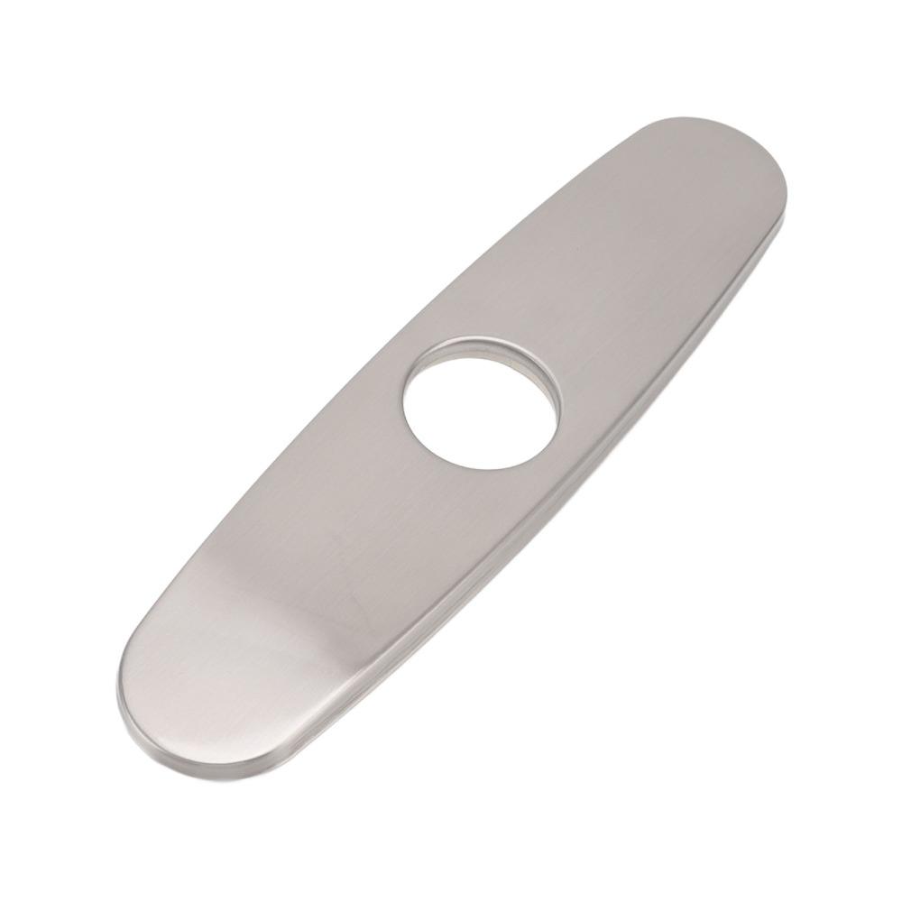 Brushed Finish Sink Faucet Hole Cover 304 Stainless Steel Oval Shaped Faucet Decorative Panel Single Hole Compatible