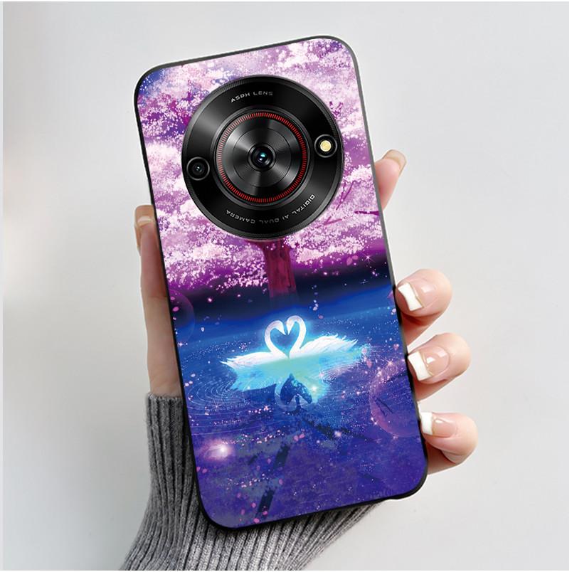Cute Cartoon Case For ZTE Blade A75 5G/Nubia Focus 5G/Nubia Calf 5G Printing Shell Protective Cover Soft Silicone Black Casing
