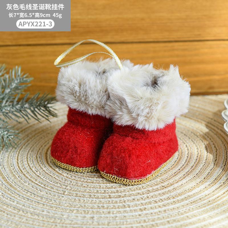 Festive Furry Christmas Ornament Mini Boot Tree Hanging Decoration Charm for Xmas Holiday Party Home Wall Decor Party Gift