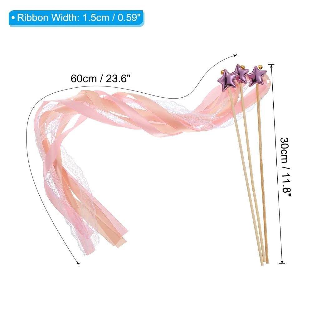 24 Pack with Bells Fairy Wands Lace Ribbon Pentagram Fairy Wand Cute Ribbon Wands Wedding
