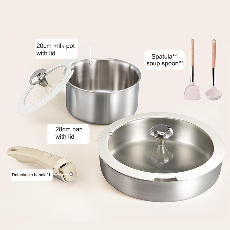

Handle Detachable Non Stick Fry Pan 24cm 316 Stainless Steel Pan Pot Set