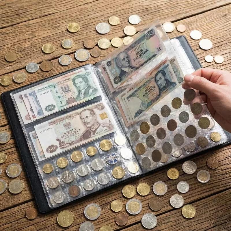 10 Sheets Banknotes And Coin Collection Book Storage Pouch Holder For Commemorative Coin Organizer
