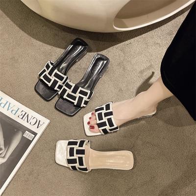Zomer Gevlochten Slippers Dames Open Teen Draag Temperament met Chunky Mode Slippers Strand Schoenen
