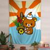 Rilakkuma  Korilakkuma Scooter Tapestry  Cute Pink Wall Hanging with SanX Characters Ideal for Cozy Bedroom  Kawaii Decor