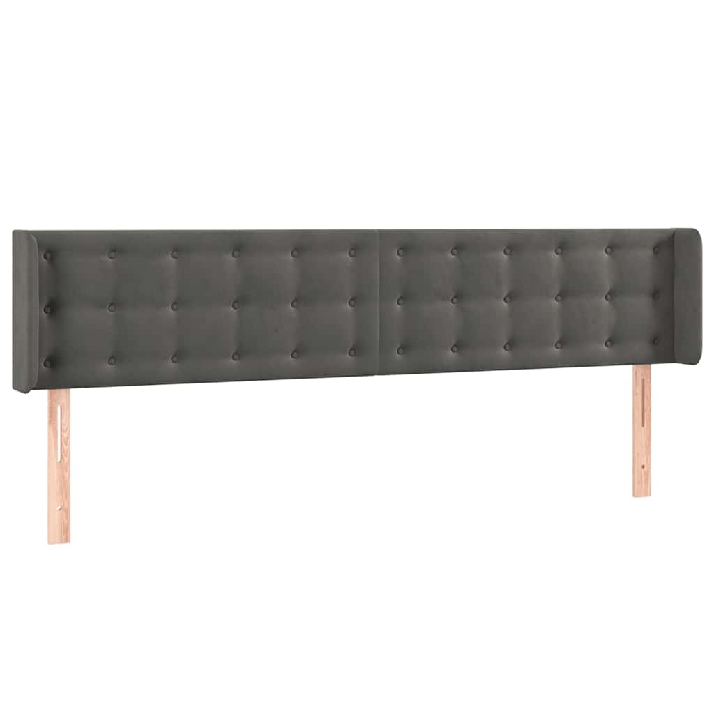vidaXL Kopfteil mit Ohren Dunkelgrau 183x16x78/88 cm Samt