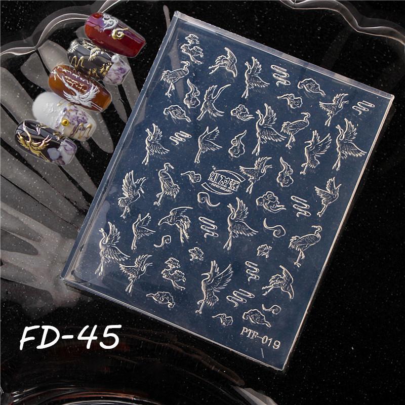 High Transparent DIY Nail Art Decor Templates Crane Swan 3D Curved Nail Art Mold with Auspicious Clouds Starfish Conch Design