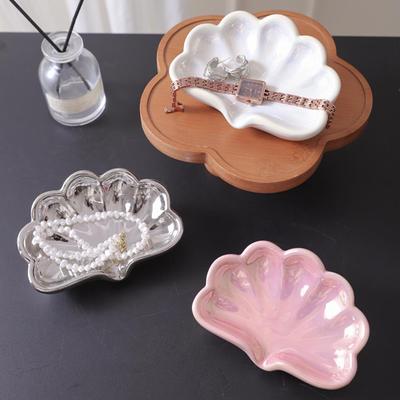 Seashell Ceramic Soap Dish & Aromatherapy Candle Plate - Elegant Home Decor & Key Storage Tray