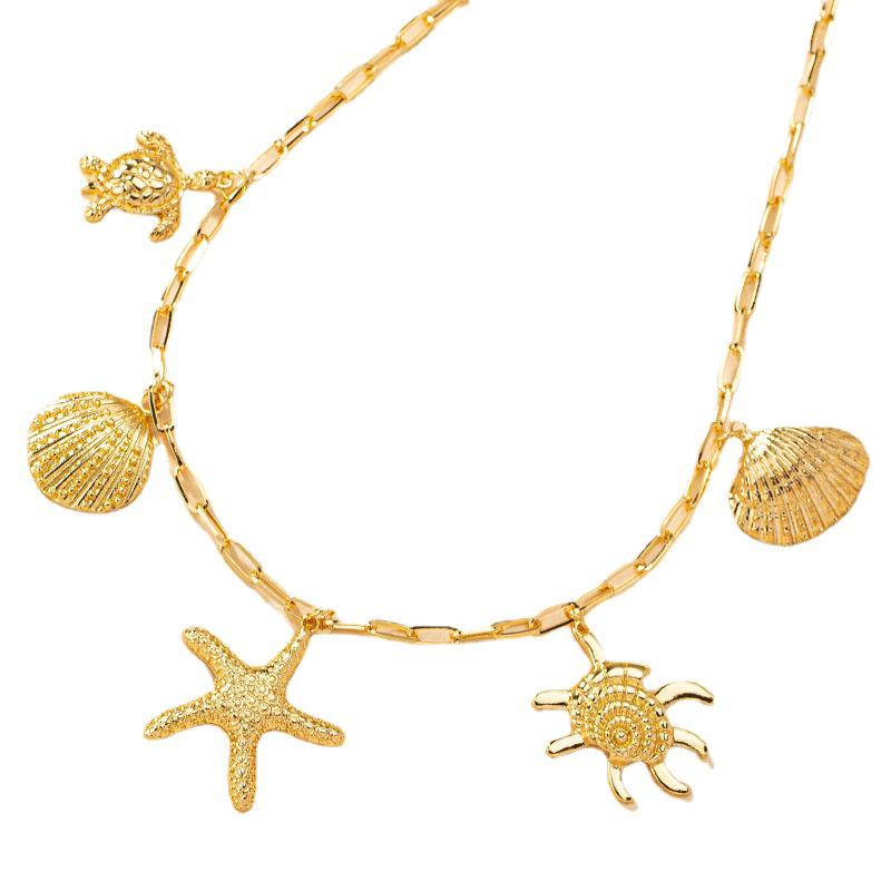 Seestern Anhänger Halskette: Trendige europäische & amerikanische Cold Style Schlüsselbeinkette für Damen