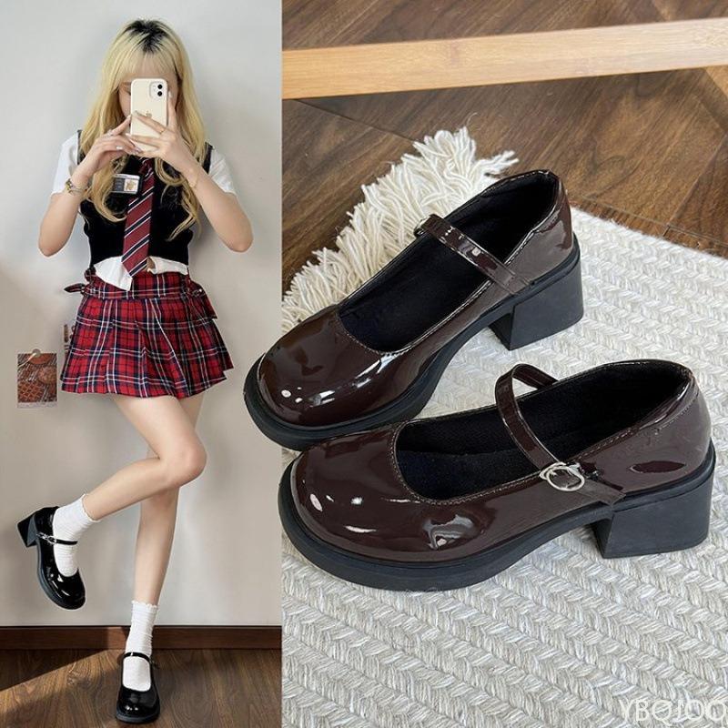 New Style Round Toe Elegant Minimalist Buckle Single Shoe 2025 Retro Shoes Women Fashionable Versatile Thick Bottom Shoes