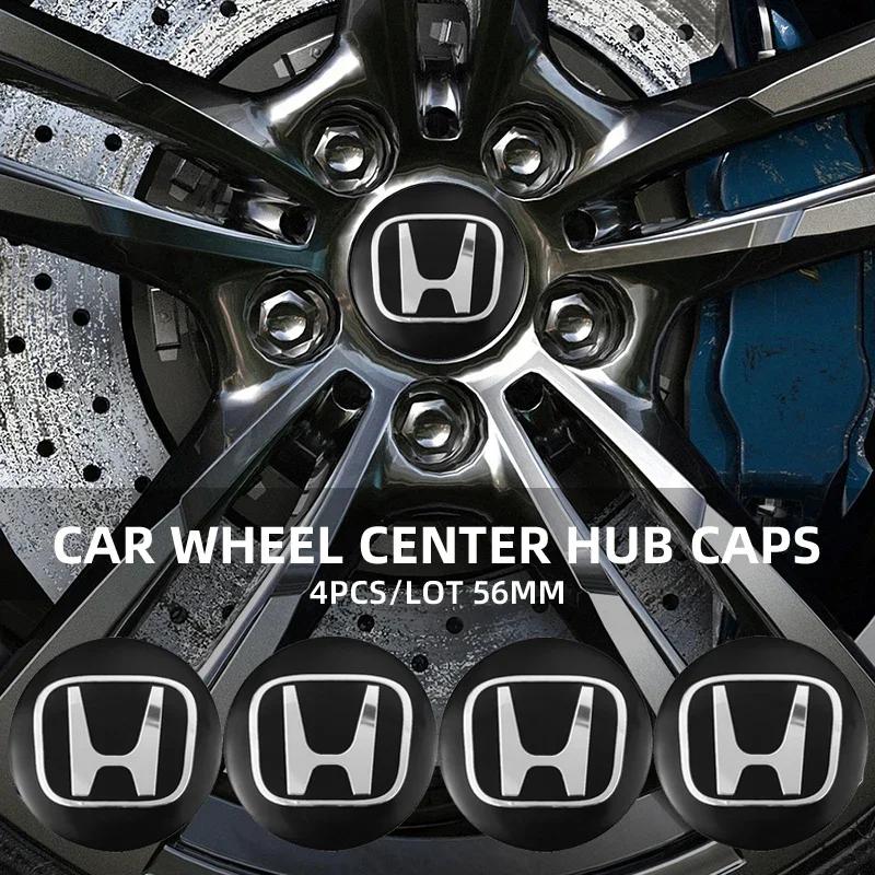 4Pcs Car Emblem Wheel Hub Center Cap Sticker Rim Badge Cover For Honda HRV Civic FIT CRV Accord Jazz CRZ City CRX Odyssey Vezel