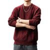Luxury Cable Knit Round Neck Pullover for Men - Trendy Autumn/Winter Loose Fit Sweater