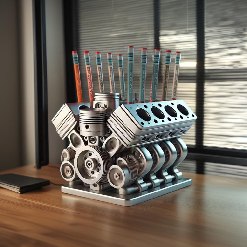 Realistická imitace motoru Stolní organizační box Pryskyřičný držák na tužky Pro mechaniky a sběratele
