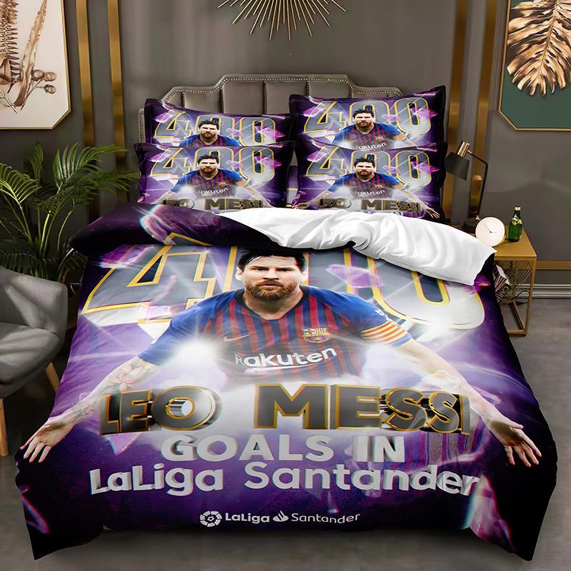 Football Printing Quilt Cover Pillowcase 3D Digital Printing Three-Piece Set