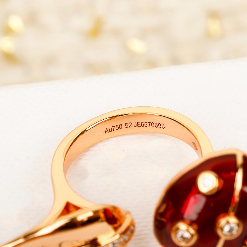 Ladybug Ring Flower Is Made of Rose Gold Carnelian and Onyx Women Jewelry New Daily Outfit The Theme of The Revival of All Things