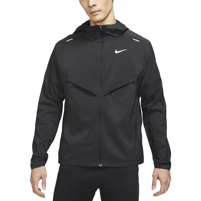Nike Sport Training Running Packable Hooded Jacket With Sun Protection Men Jackets Black CZ9071-010
