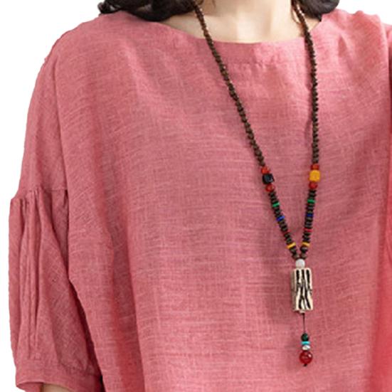 Bluzka z pół rękawa Oddychająca bawełniana koszula lniana damska koszula nietoperzowa do noszenia na co dzień