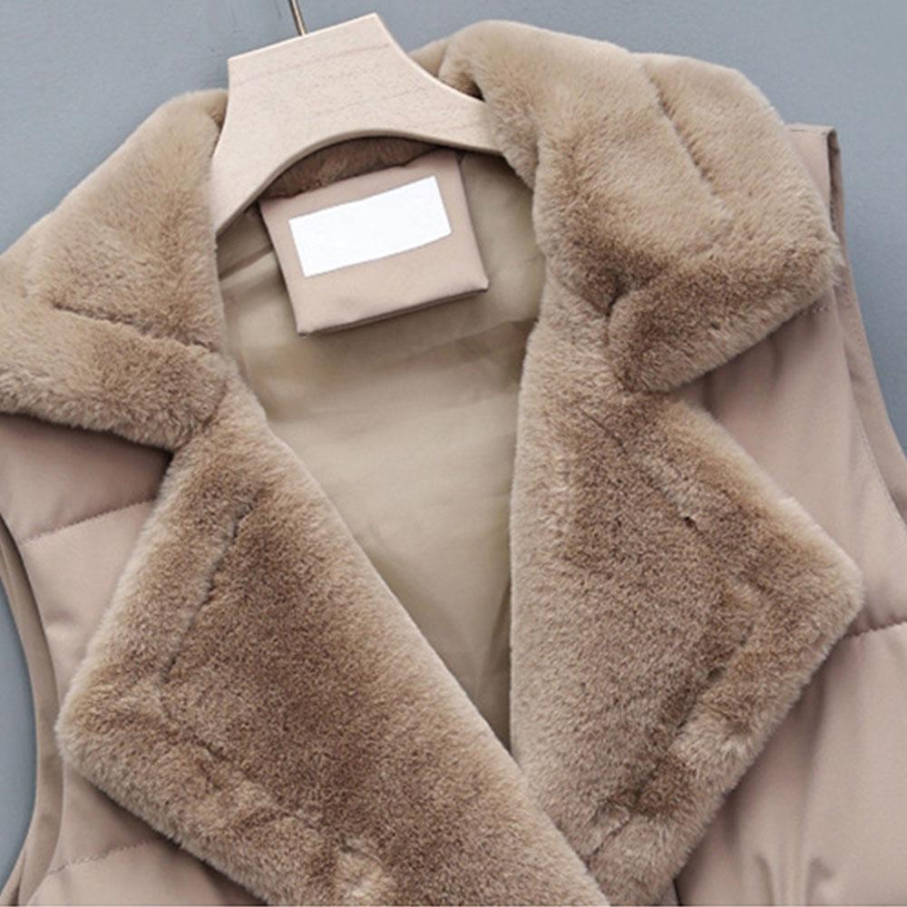 Doudoune courte d'hiver pour femme en velours plus, manteau pour femme, col en fourrure, veste sans manches, gilet d'extérieur épais coupe-vent