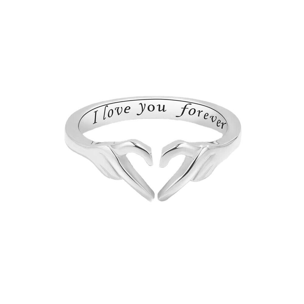 Heiße Romantische Herz Partnerringe: 'Ich liebe dich für immer' Umarmungsdesign