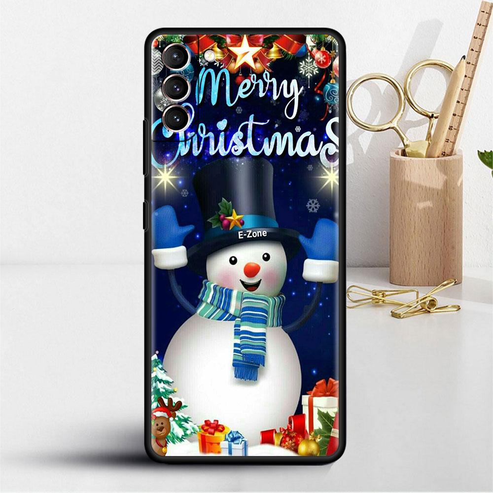 Cartoon Snowman Christmas Soft Case For Samsung Galaxy S22 S20 FE S21 S10 S9 Plus S8 Note 20 Ultra 10 Lite Phone Cover Shell