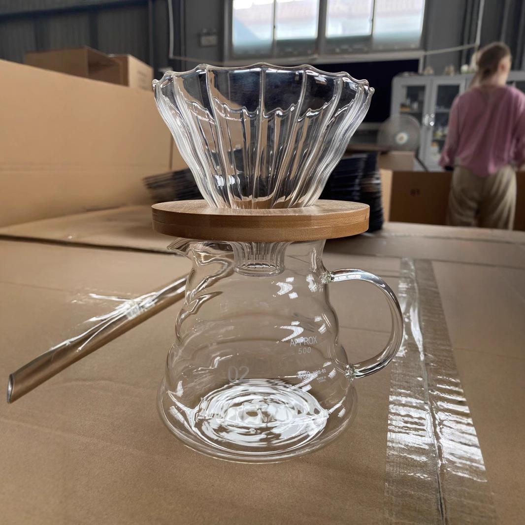 Стеклянный кофейник, устойчивый к горячему и холодному, стеклянная воронка, держатель для фильтра V60